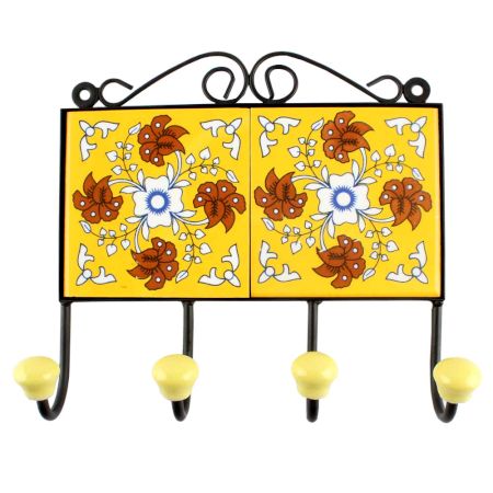 Brown Tiny Flower Ceramic Tile Hook Online